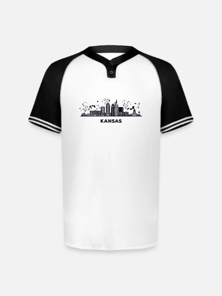 Kansans Skyline Cityscape Kansas - Augusta Sportswear Men's Cutter Henley Jersey - white/black