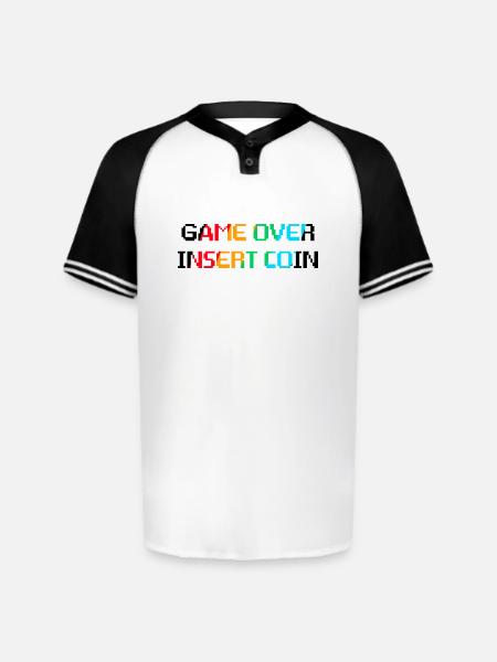 Game Over Insert Coin - Augusta Sportswear Men's Cutter Henley Jersey - white/black