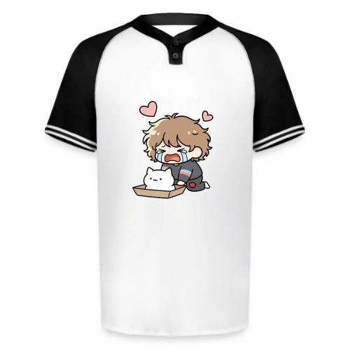 Crying Chibi Boy with Stray Cat - Augusta Sportswear Men's Cutter Henley Jersey