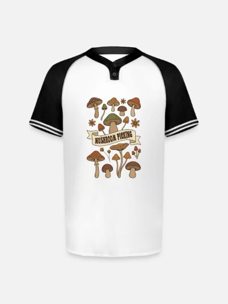Mushroom Picking Harvest - Augusta Sportswear Men's Cutter Henley Jersey - white/black