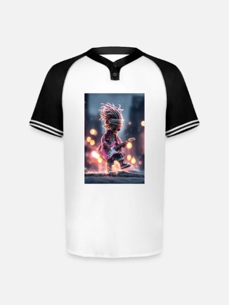 Dreaded Rockstar Pink Guitar - Augusta Sportswear Men's Cutter Henley Jersey - white/black