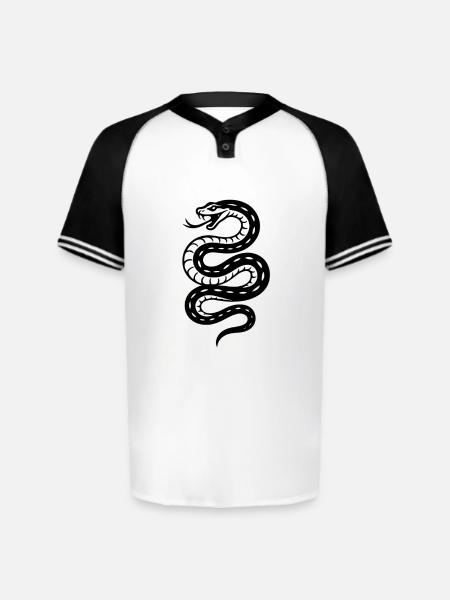 Coiled Serpent Silhouette - Augusta Sportswear Men's Cutter Henley Jersey - white/black