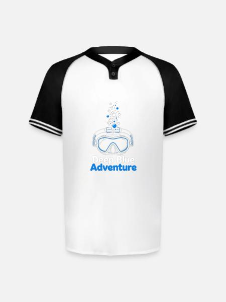 Deep Blue Adventure Dive Mask - Augusta Sportswear Men's Cutter Henley Jersey - white/black