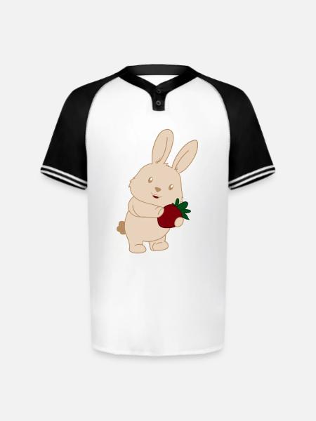 Bunny Holding Strawberry Charm - Augusta Sportswear Men's Cutter Henley Jersey - white/black