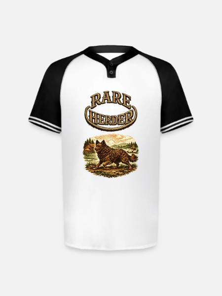 Rare Herder: Rustic Herding Wolfdog - Augusta Sportswear Men's Cutter Henley Jersey - white/black