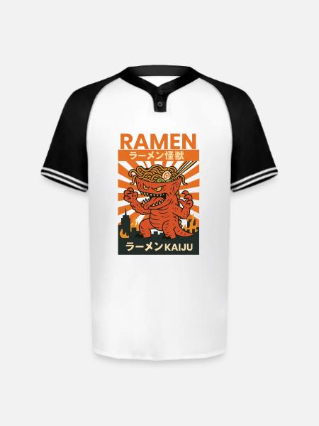 Ramen Kaiju Inferno - Augusta Sportswear Men's Cutter Henley Jersey - white/black