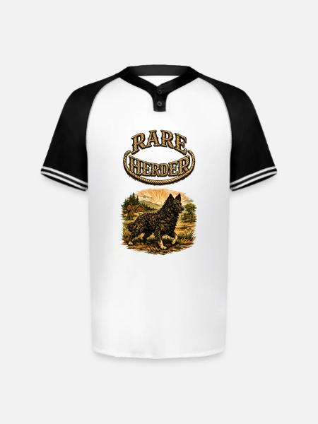 Rare Herder: Rustic Herding Dog - Augusta Sportswear Men's Cutter Henley Jersey - white/black