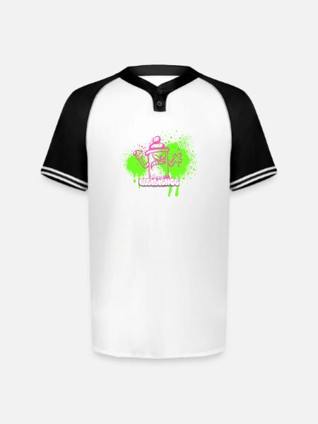 Neon Graffiti Spray Can Character - Augusta Sportswear Men's Cutter Henley Jersey - white/black