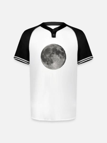 Lunar Echoes Moon Print - Augusta Sportswear Men's Cutter Henley Jersey - white/black