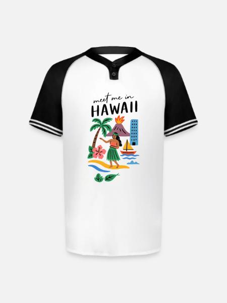 Hawaii Adventure Summer Tee - Augusta Sportswear Men's Cutter Henley Jersey - white/black