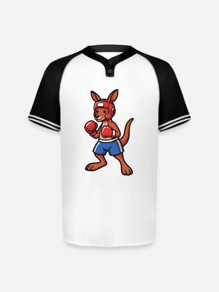 boxing kangaroo Australia - Augusta Sportswear Men's Cutter Henley Jersey - white/black