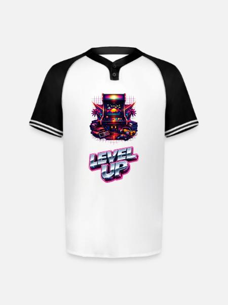 Neon Level Up Arcade - Augusta Sportswear Men's Cutter Henley Jersey - white/black