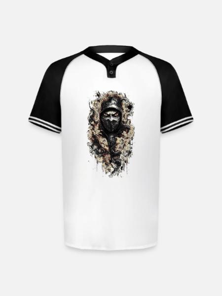 face mask demon - Augusta Sportswear Men's Cutter Henley Jersey - white/black