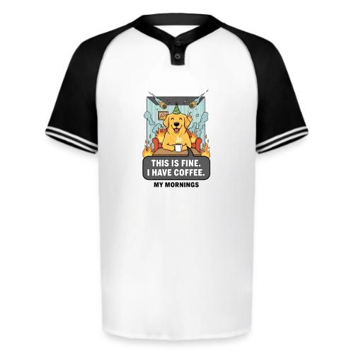🔥 Funny Dog Meme “This Is Fine, I Have Coffee” - Augusta Sportswear Men's Cutter Henley Jersey