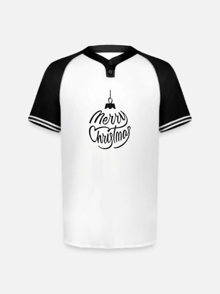Merry Christmas Script Ornament - Augusta Sportswear Men's Cutter Henley Jersey - white/black