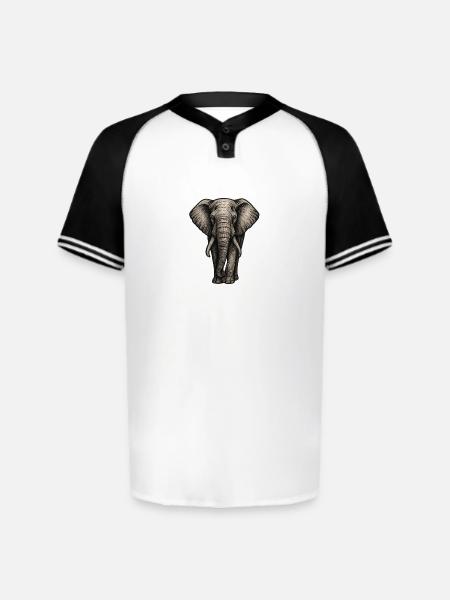Charcoal Elephant Portrait - Augusta Sportswear Men's Cutter Henley Jersey - white/black