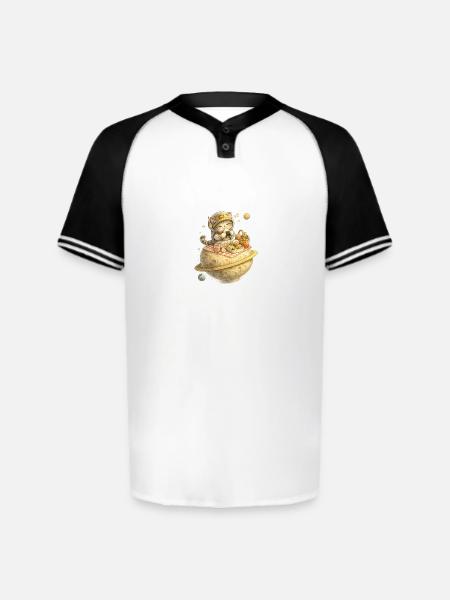 Lunchocat on Moon Cheese - Augusta Sportswear Men's Cutter Henley Jersey - white/black