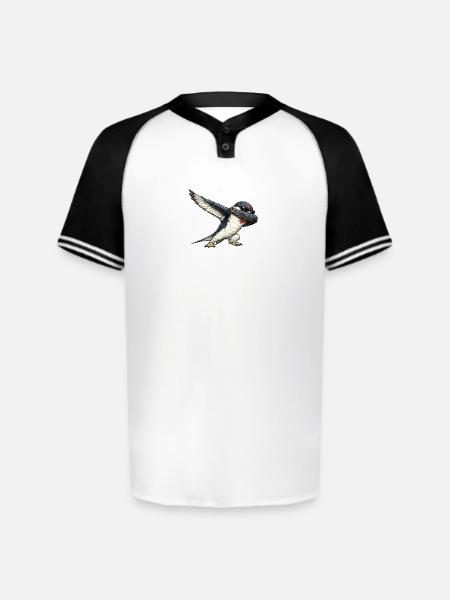 Dabbing Swallow - Augusta Sportswear Men's Cutter Henley Jersey - white/black