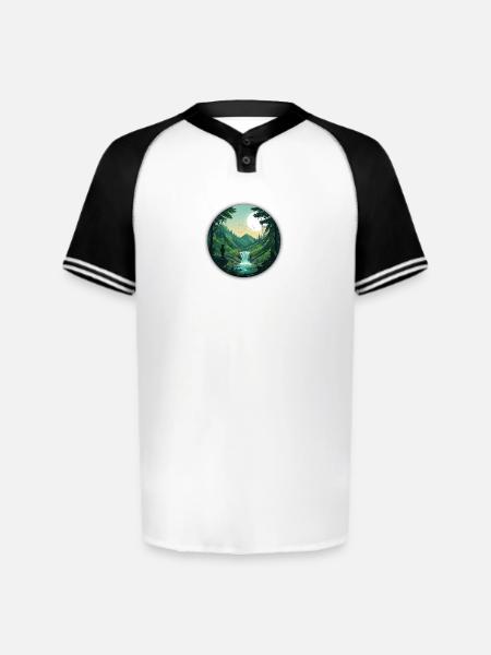 Moonlit Forest Valley - Augusta Sportswear Men's Cutter Henley Jersey - white/black