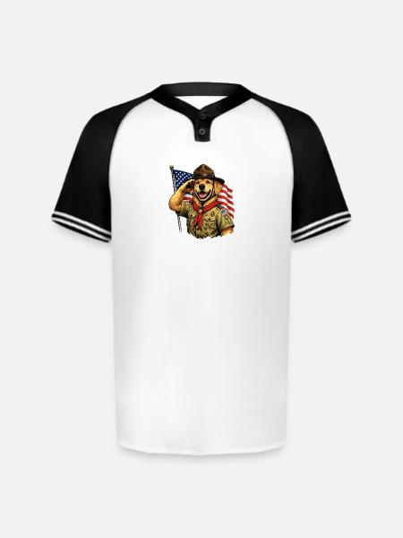 Patriotic Pup Scout Salute - Augusta Sportswear Men's Cutter Henley Jersey - white/black