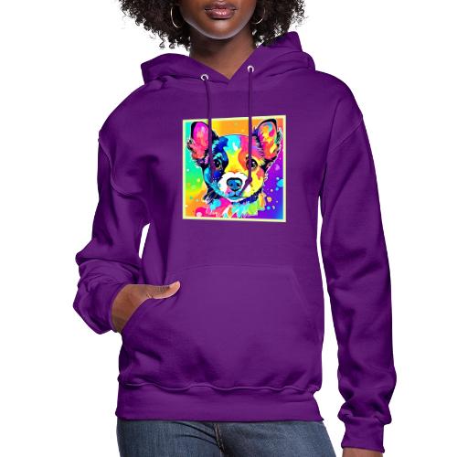 Vivid Puppy Vibes Art Design - Women's Hoodie