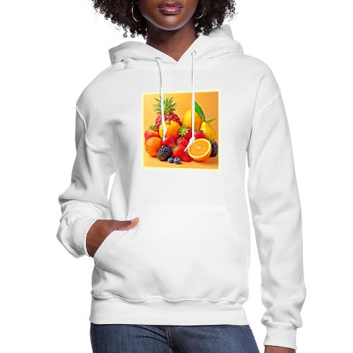 Fresh Bounty: Vibrant Fruit Harvest Art - Women's Hoodie