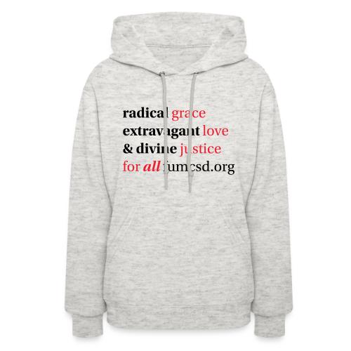 Grace. Love. Justice. serif font - Women's Hoodie