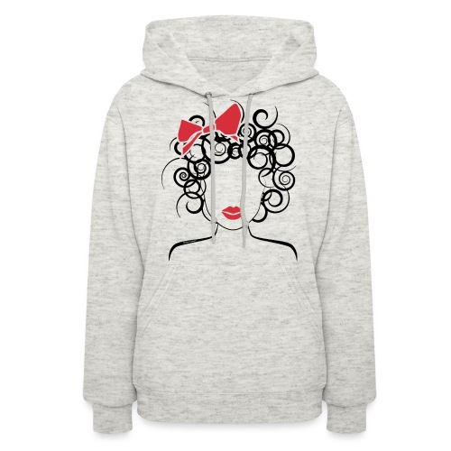 Curly Girl with Red Bow - Women's Hoodie