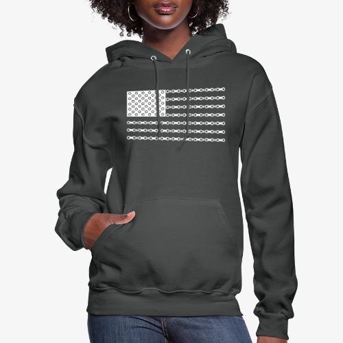 Bicycle Chain American Flag - Women's Hoodie