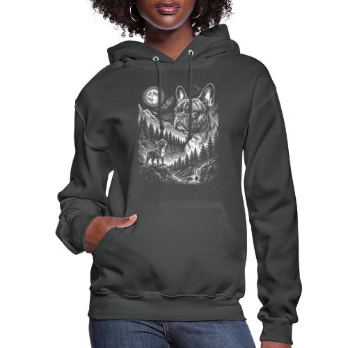 Vintage French Bulldog Moon Howling Tee - Women's Hoodie