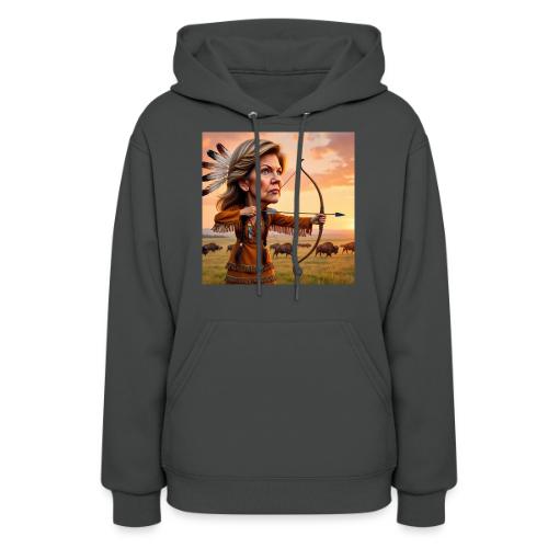Elizabeth Warren hunting buffalo - Women's Hoodie