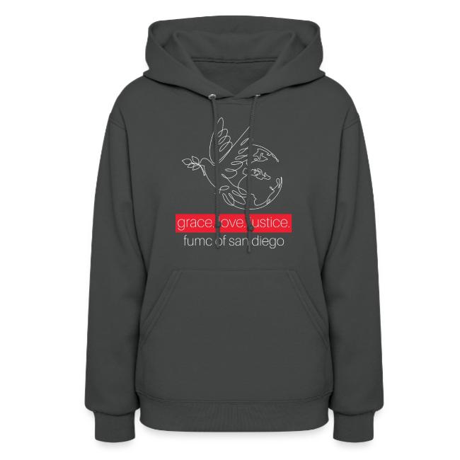 Grace. Love. Justice.- dove and earth graphic