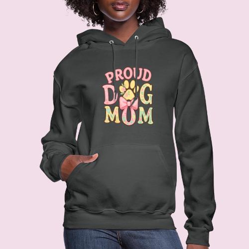 Proud Dog Mom Floral Paw Bow - Women's Hoodie