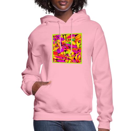 Vibrant NeonLeaf Elegance Pattern - Women's Hoodie