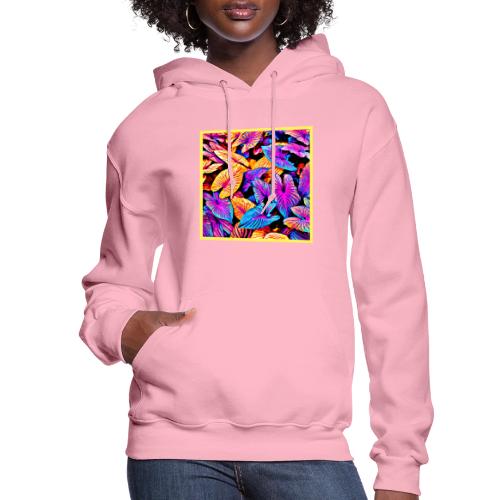 Captivating Neon Elegance Leaf Pattern - Women's Hoodie