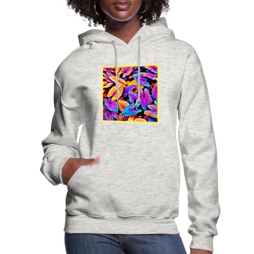Captivating Neon Elegance Leaf Pattern - Women's Hoodie