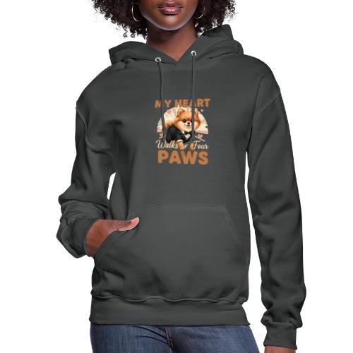 My Heart Walks on Four Paws – Pomeranian tee - Women's Hoodie