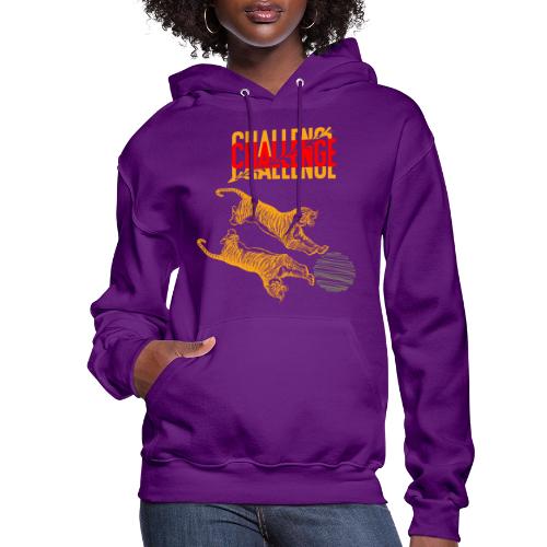 Double tiger fashion, jungle feline animals. - Women's Hoodie