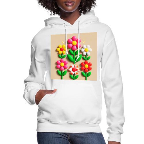 3D Flowers and Butterflies in Amber, Floral Design - Women's Hoodie