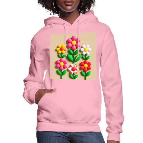 3D Flowers and Butterflies in Amber, Floral Design - Women's Hoodie
