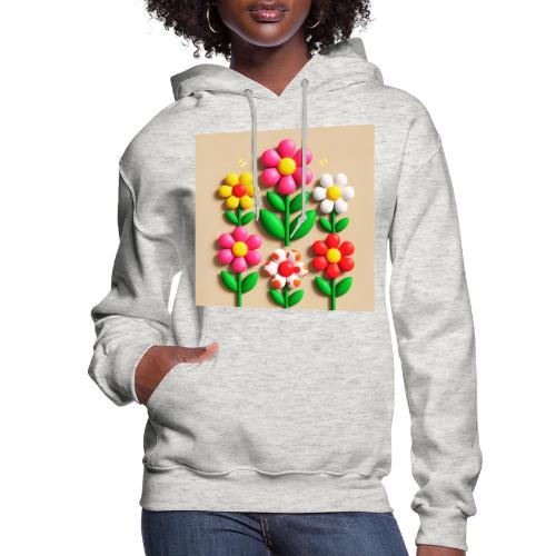 3D Flowers and Butterflies in Amber, Floral Design - Women's Hoodie
