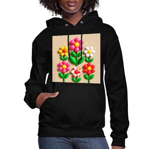 3D Flowers and Butterflies in Amber, Floral Design - Women's Hoodie