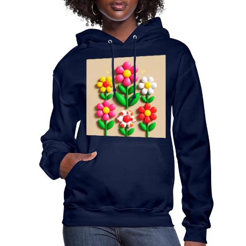 3D Flowers and Butterflies in Amber, Floral Design - Women's Hoodie