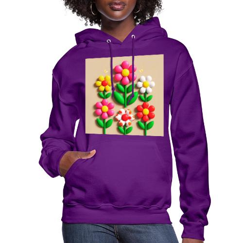 3D Flowers and Butterflies in Amber, Floral Design - Women's Hoodie