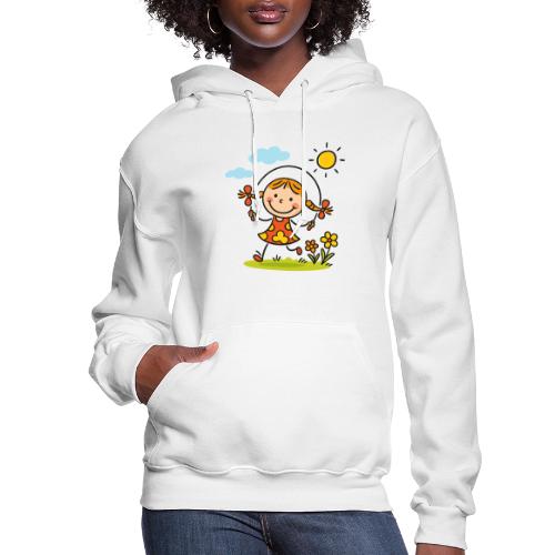 Happy Girl Jump Rope Cartoon T-Shirt - Women's Hoodie