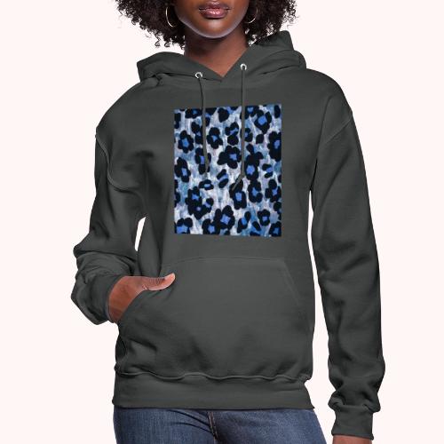 blue ank black leopard pattern - Women's Hoodie