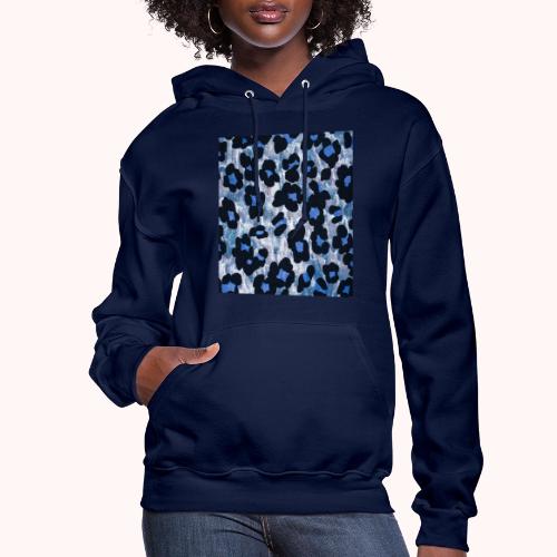 blue ank black leopard pattern - Women's Hoodie