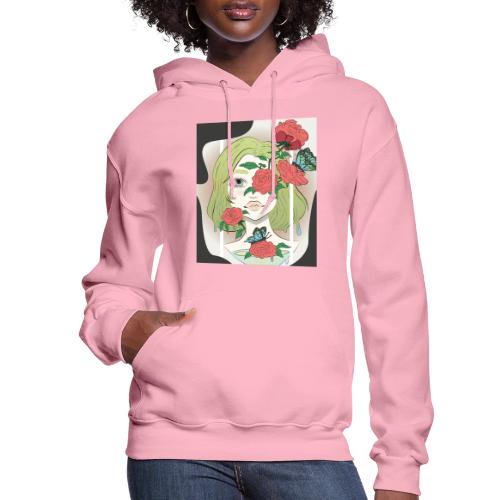 Girl with Rose Vine - Women's Hoodie
