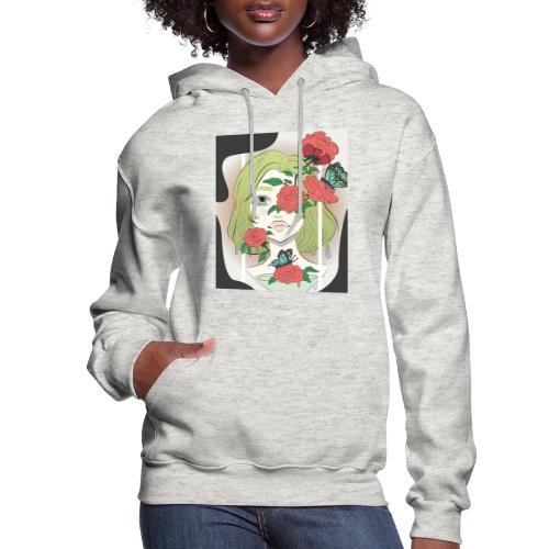 Girl with Rose Vine - Women's Hoodie