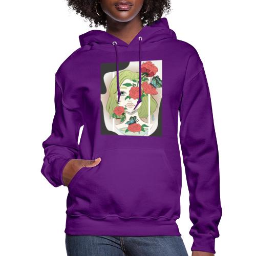 Girl with Rose Vine - Women's Hoodie